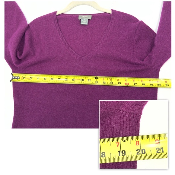 Neiman Marcus Cashmere Sweater Womens Size XL Purple 3/4 Sleeve V-Neck Pullover - Picture 5 of 7